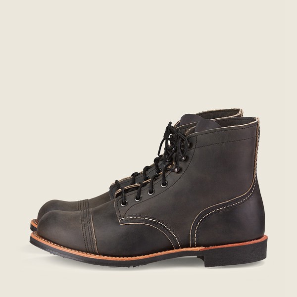 Mens Red Wing Iron Ranger - 6-inch Rough & Tough Leather - Heritage Boots Dark Grey - YSG712940